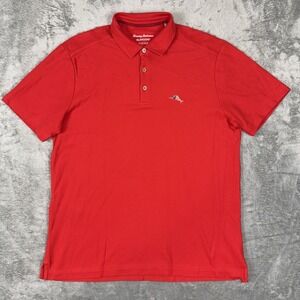 Tommy Bahama Polo Shirt Mens Medium IslandZone Supima Cotton‎ Trim Fit USA Flag